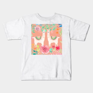 Llama in floral paradise | Watercolor | Pattern Kids T-Shirt